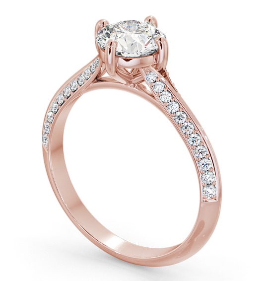 Round Diamond Knife Edge Band Engagement Ring 9K Rose Gold Solitaire with Channel Set Side Stones ENRD166S_RG_THUMB1