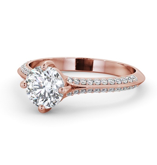  Round Diamond Engagement Ring 18K Rose Gold Solitaire With Side Stones - Colney ENRD166S_RG_THUMB2 