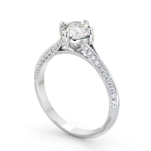 Round Diamond Engagement Ring Platinum Solitaire With Side Stones - Colney ENRD166S_WG_SIDE