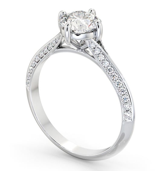 Round Diamond Engagement Ring Platinum Solitaire With Side Stones - Colney ENRD166S_WG_THUMB1