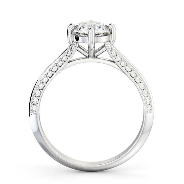 Round Diamond Engagement Ring Platinum Solitaire With Side Stones - Colney ENRD166S_WG_UP