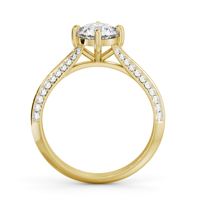Round Diamond Engagement Ring 18K Yellow Gold Solitaire With Side Stones - Colney ENRD166S_YG_UP