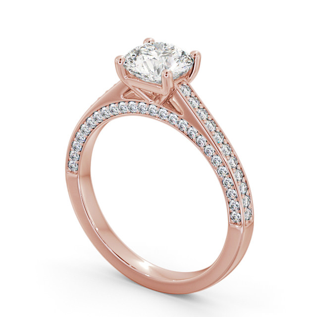 Round Diamond Engagement Ring 18K Rose Gold Solitaire With Side Stones - Alivia ENRD167_RG_SIDE