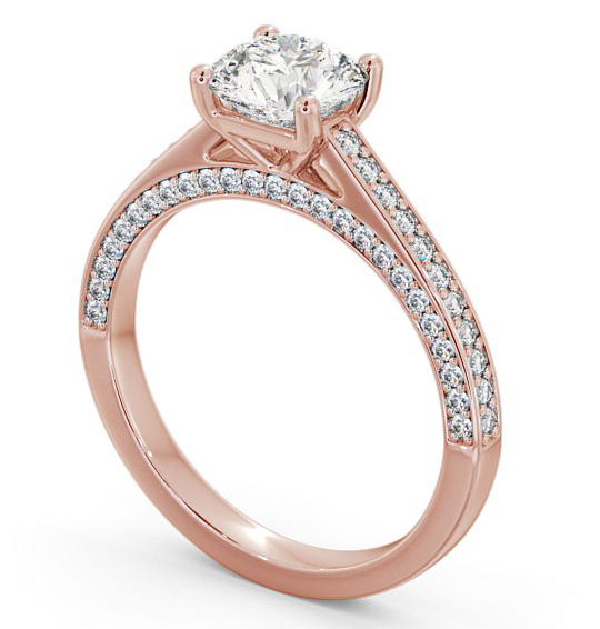 Round Diamond Glamorous Engagement Ring 18K Rose Gold Solitaire with Channel Set Side Stones ENRD167_RG_THUMB1