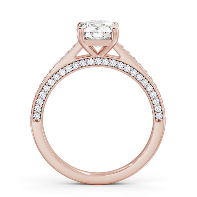 Round Diamond Engagement Ring 18K Rose Gold Solitaire With Side Stones - Alivia ENRD167_RG_UP