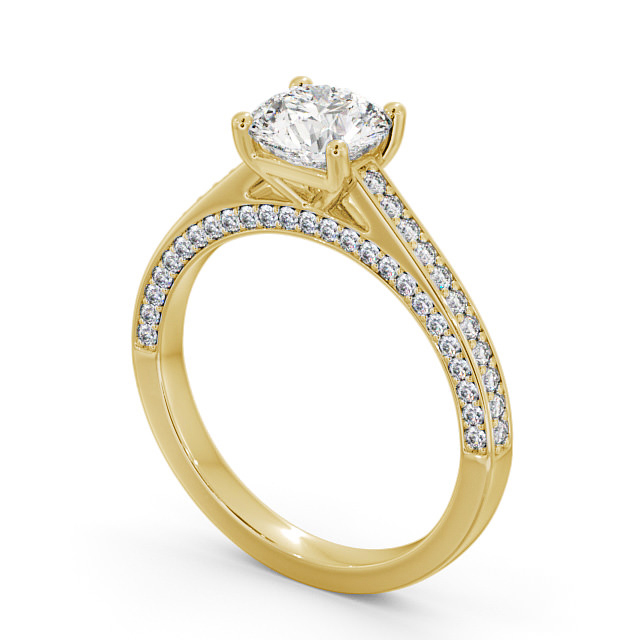 Round Diamond Engagement Ring 18K Yellow Gold Solitaire With Side Stones - Alivia ENRD167_YG_SIDE