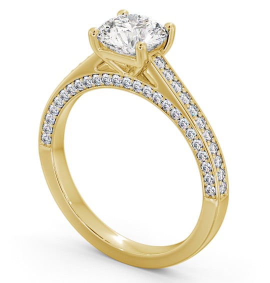  Round Diamond Engagement Ring 9K Yellow Gold Solitaire With Side Stones - Alivia ENRD167_YG_THUMB1 