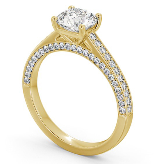 Round Diamond Glamorous Engagement Ring 18K Yellow Gold Solitaire with Channel Set Side Stones ENRD167_YG_THUMB1