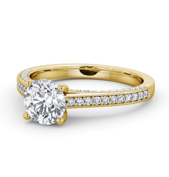  Round Diamond Engagement Ring 18K Yellow Gold Solitaire With Side Stones - Alivia ENRD167_YG_THUMB2 