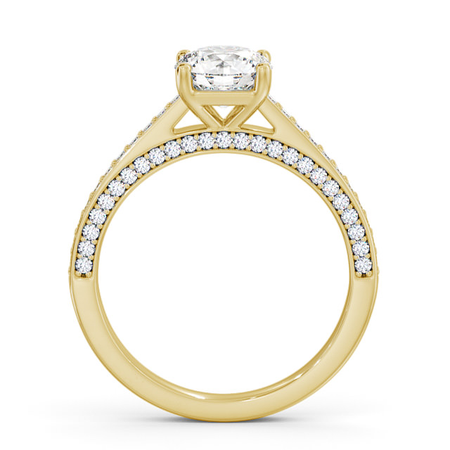Round Diamond Engagement Ring 18K Yellow Gold Solitaire With Side Stones - Alivia ENRD167_YG_UP