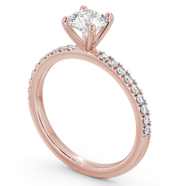  Round Diamond Engagement Ring 18K Rose Gold Solitaire With Side Stones - Ansford ENRD167S_RG_THUMB1 
