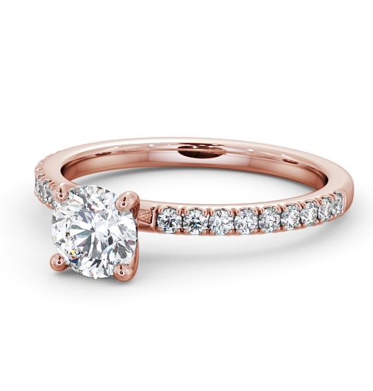  Round Diamond Engagement Ring 9K Rose Gold Solitaire With Side Stones - Ansford ENRD167S_RG_THUMB2 