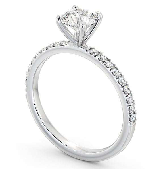  Round Diamond Engagement Ring Platinum Solitaire With Side Stones - Ansford ENRD167S_WG_THUMB1 