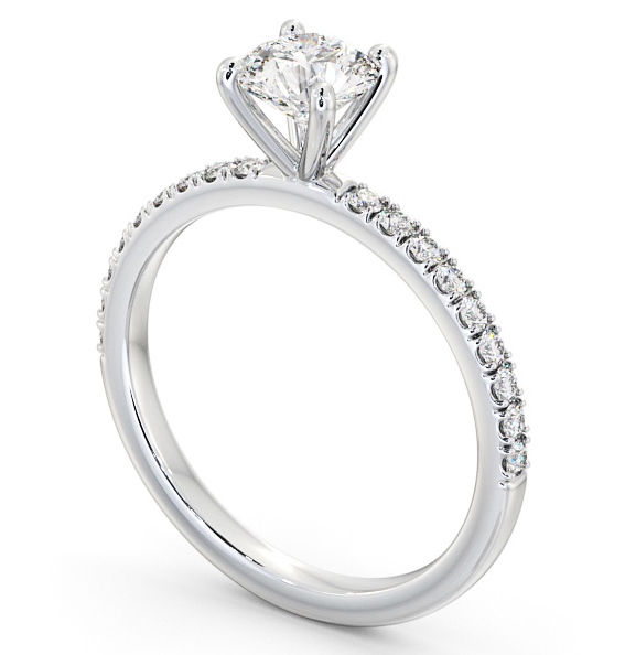 Round Diamond Sleek Engagement Ring 9K White Gold Solitaire with Channel Set Side Stones ENRD167S_WG_THUMB1