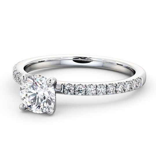  Round Diamond Engagement Ring Platinum Solitaire With Side Stones - Ansford ENRD167S_WG_THUMB2 