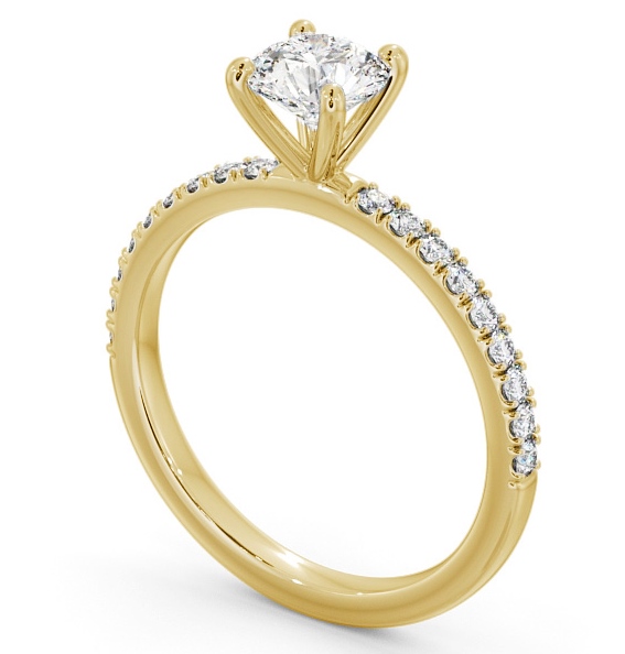 Round Diamond Sleek Engagement Ring 9K Yellow Gold Solitaire with Channel Set Side Stones ENRD167S_YG_THUMB1