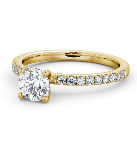  Round Diamond Engagement Ring 9K Yellow Gold Solitaire With Side Stones - Ansford ENRD167S_YG_THUMB2 
