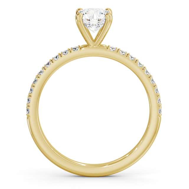 Round Diamond Engagement Ring 18K Yellow Gold Solitaire With Side Stones - Ansford ENRD167S_YG_UP