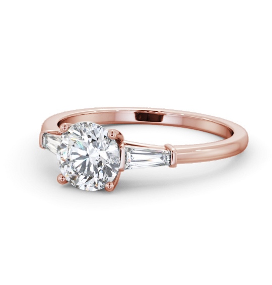  Round Diamond Engagement Ring 18K Rose Gold Solitaire With Side Stones - Hartley ENRD168S_RG_THUMB2 