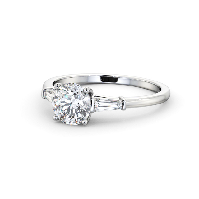 Round Diamond Engagement Ring Palladium Solitaire With Side Stones - Hartley ENRD168S_WG_FLAT