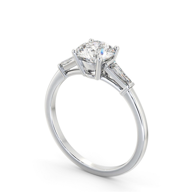 Round Diamond Engagement Ring Platinum Solitaire With Side Stones - Hartley ENRD168S_WG_SIDE