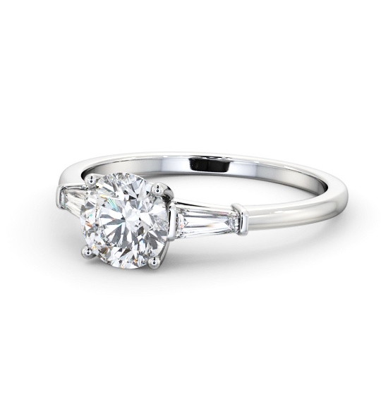  Round Diamond Engagement Ring Platinum Solitaire With Side Stones - Hartley ENRD168S_WG_THUMB2 