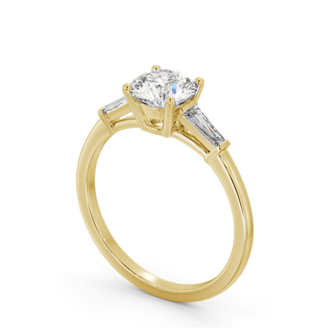 Round Diamond Engagement Ring 18K Yellow Gold Solitaire With Side Stones - Hartley ENRD168S_YG_SIDE