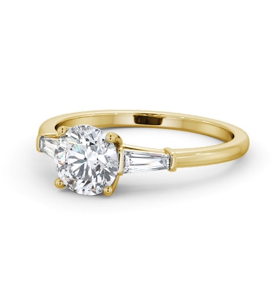  Round Diamond Engagement Ring 9K Yellow Gold Solitaire With Side Stones - Hartley ENRD168S_YG_THUMB2 