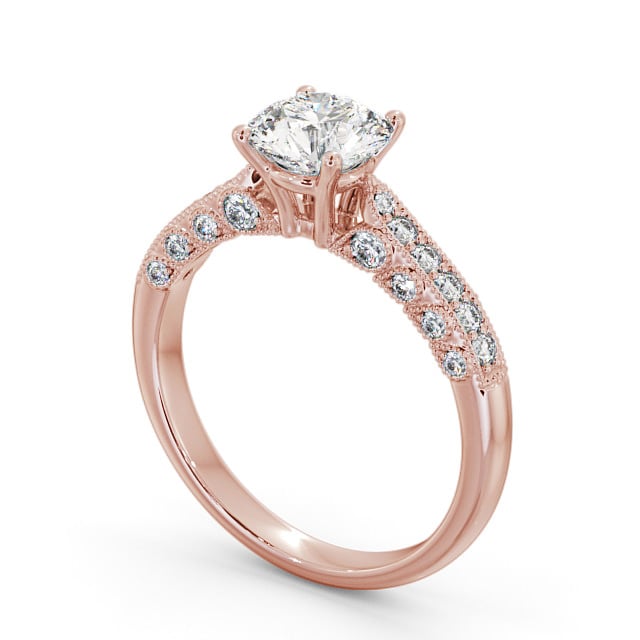 Vintage Style Engagement Ring 18K Rose Gold Solitaire With Side Stones - Oralie ENRD169_RG_SIDE