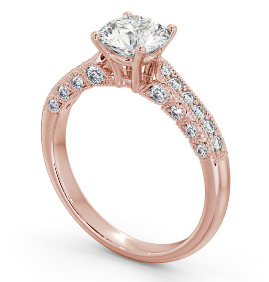 Vintage Style Engagement Ring 18K Rose Gold Solitaire With Side Stones - Oralie ENRD169_RG_THUMB1 