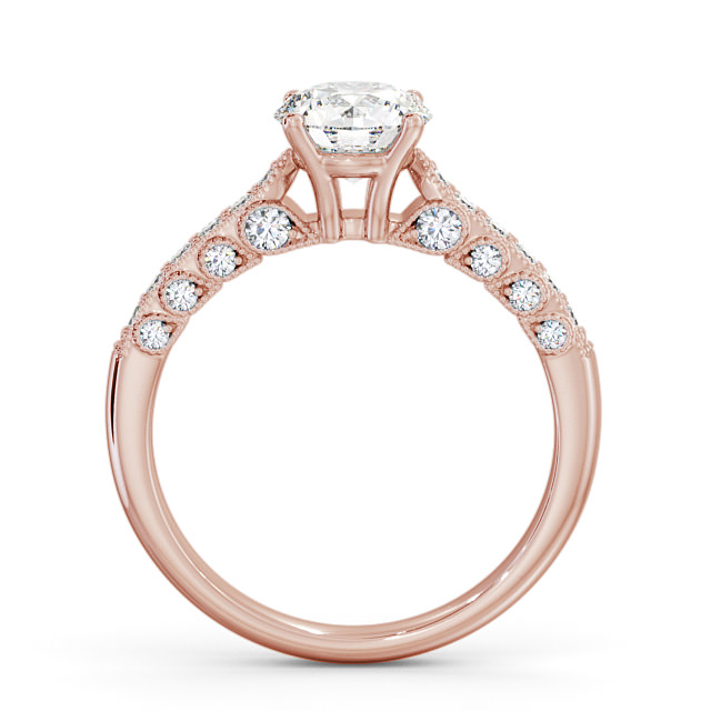 Vintage Style Engagement Ring 18K Rose Gold Solitaire With Side Stones - Oralie ENRD169_RG_UP