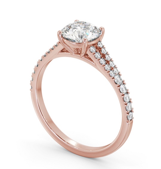  Round Diamond Engagement Ring 9K Rose Gold Solitaire With Side Stones - Kristena ENRD169S_RG_THUMB1 