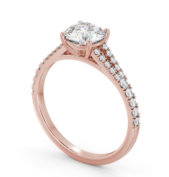 Round Diamond Split Band Engagement Ring 18K Rose Gold Solitaire with Channel Set Side Stones ENRD169S_RG_THUMB1