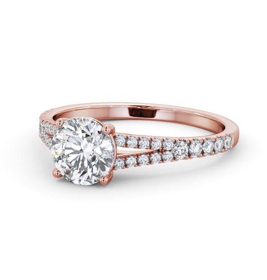  Round Diamond Engagement Ring 9K Rose Gold Solitaire With Side Stones - Kristena ENRD169S_RG_THUMB2 
