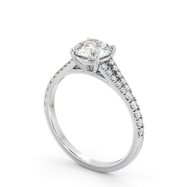 Round Diamond Engagement Ring Palladium Solitaire With Side Stones - Kristena ENRD169S_WG_SIDE