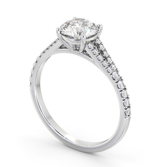  Round Diamond Engagement Ring 9K White Gold Solitaire With Side Stones - Kristena ENRD169S_WG_THUMB1 