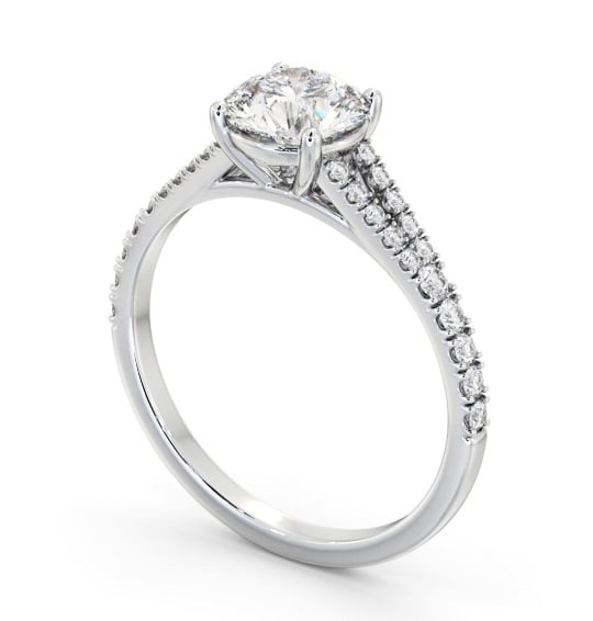 Round Diamond Split Band Engagement Ring 18K White Gold Solitaire with Channel Set Side Stones ENRD169S_WG_THUMB1 