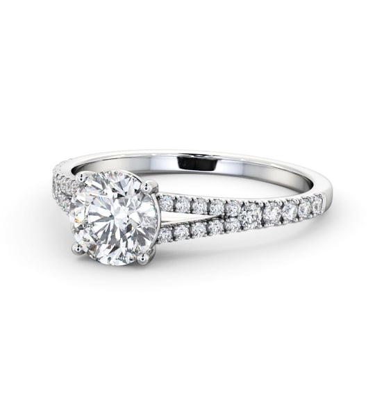  Round Diamond Engagement Ring 9K White Gold Solitaire With Side Stones - Kristena ENRD169S_WG_THUMB2 