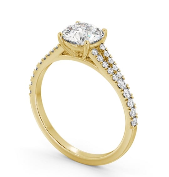 Round Diamond Engagement Ring 18K Yellow Gold Solitaire With Side Stones - Kristena ENRD169S_YG_THUMB1