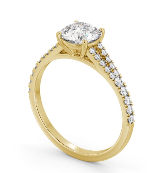 Round Diamond Split Band Engagement Ring 18K Yellow Gold Solitaire with Channel Set Side Stones ENRD169S_YG_THUMB1