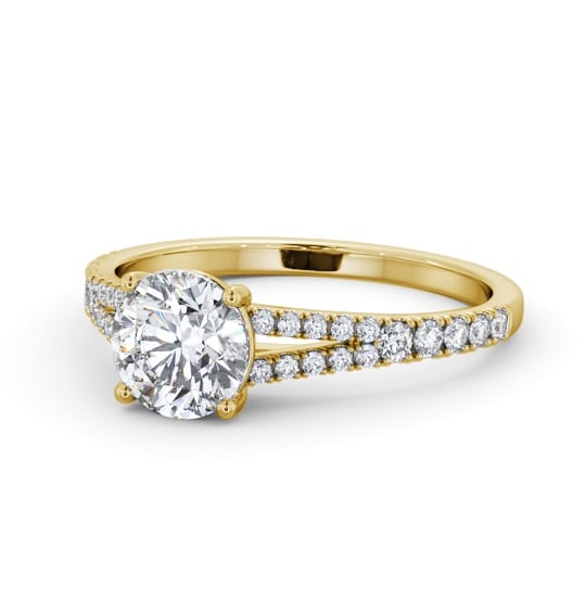  Round Diamond Engagement Ring 9K Yellow Gold Solitaire With Side Stones - Kristena ENRD169S_YG_THUMB2 