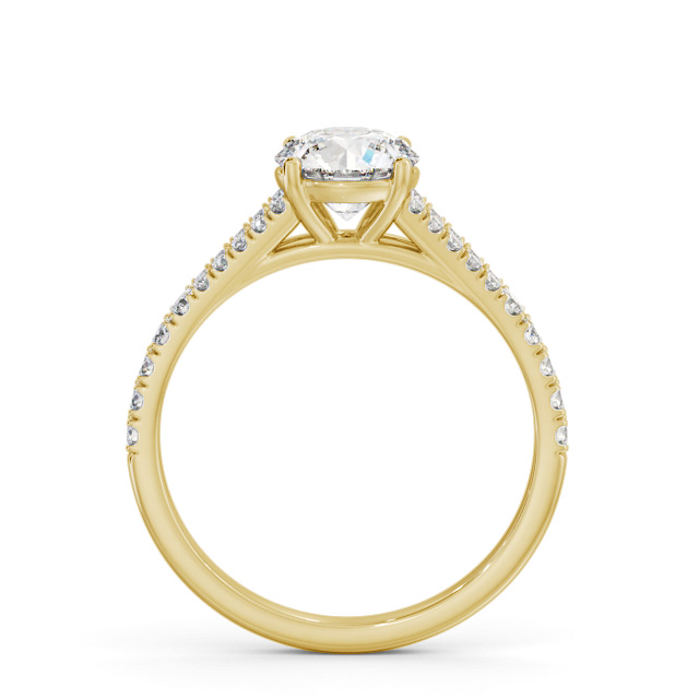 Round Diamond Engagement Ring 18K Yellow Gold Solitaire With Side Stones - Kristena ENRD169S_YG_UP
