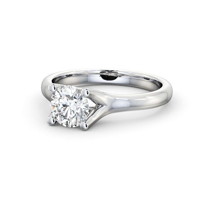 Round Diamond Engagement Ring 18K White Gold Solitaire - Thealby ENRD16_WG_FLAT