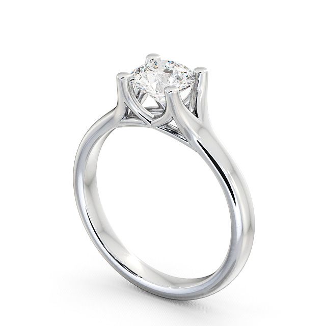 Round Diamond Engagement Ring 9K White Gold Solitaire - Thealby ENRD16_WG_SIDE