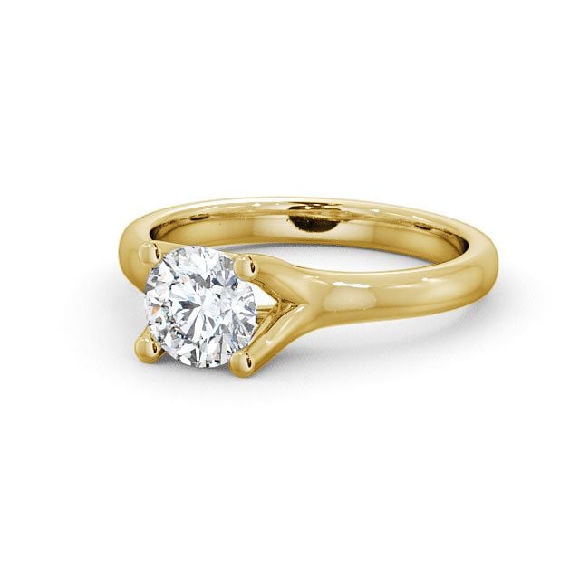 Round Diamond Engagement Ring 9K Yellow Gold Solitaire - Thealby ENRD16_YG_FLAT