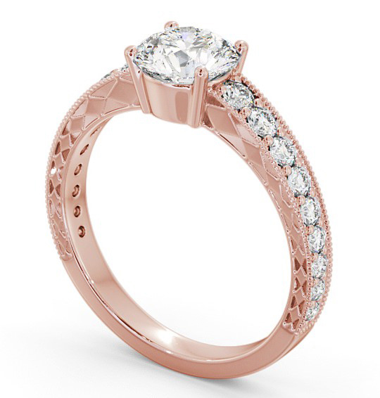  Vintage Style Engagement Ring 18K Rose Gold Solitaire With Side Stones - Sidra ENRD170_RG_THUMB1 