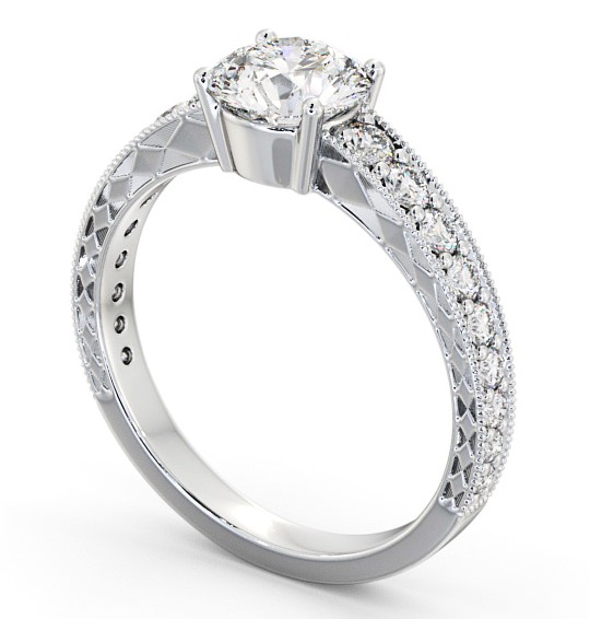  Vintage Style Engagement Ring Platinum Solitaire With Side Stones - Sidra ENRD170_WG_THUMB1 