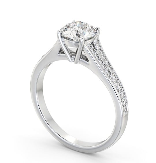 Round Diamond Engagement Ring 18K White Gold Solitaire With Side Stones - Chante ENRD170S_WG_THUMB1