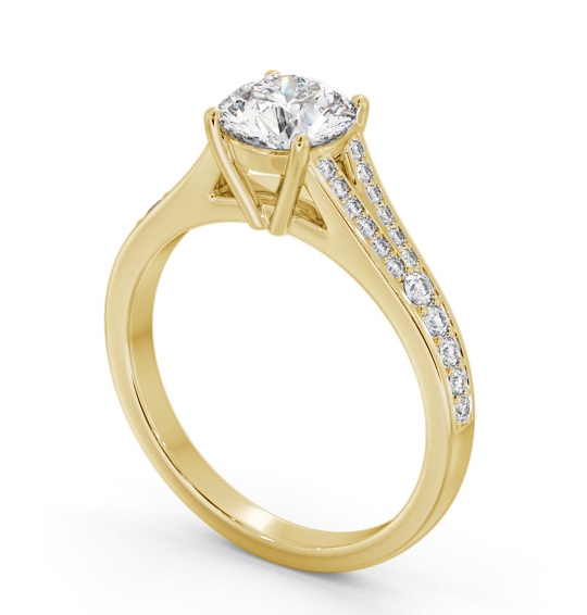 Round Diamond Split Channel Engagement Ring 18K Yellow Gold Solitaire with Channel Set Side Stones ENRD170S_YG_THUMB1