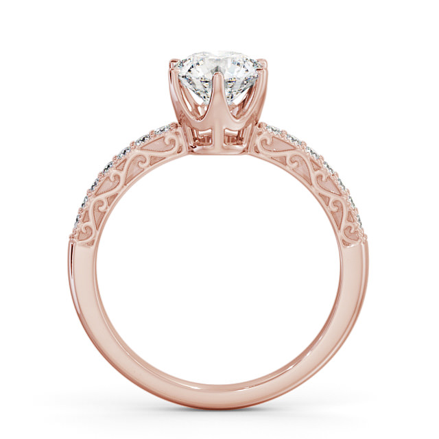 Vintage Style Engagement Ring 18K Rose Gold Solitaire With Side Stones - Onora ENRD171_RG_UP